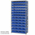 Global Industrial Steel Shelving with 48 4inH Plastic Shelf Bins Blue, 36x18x72-13 Shelves 603444BL
